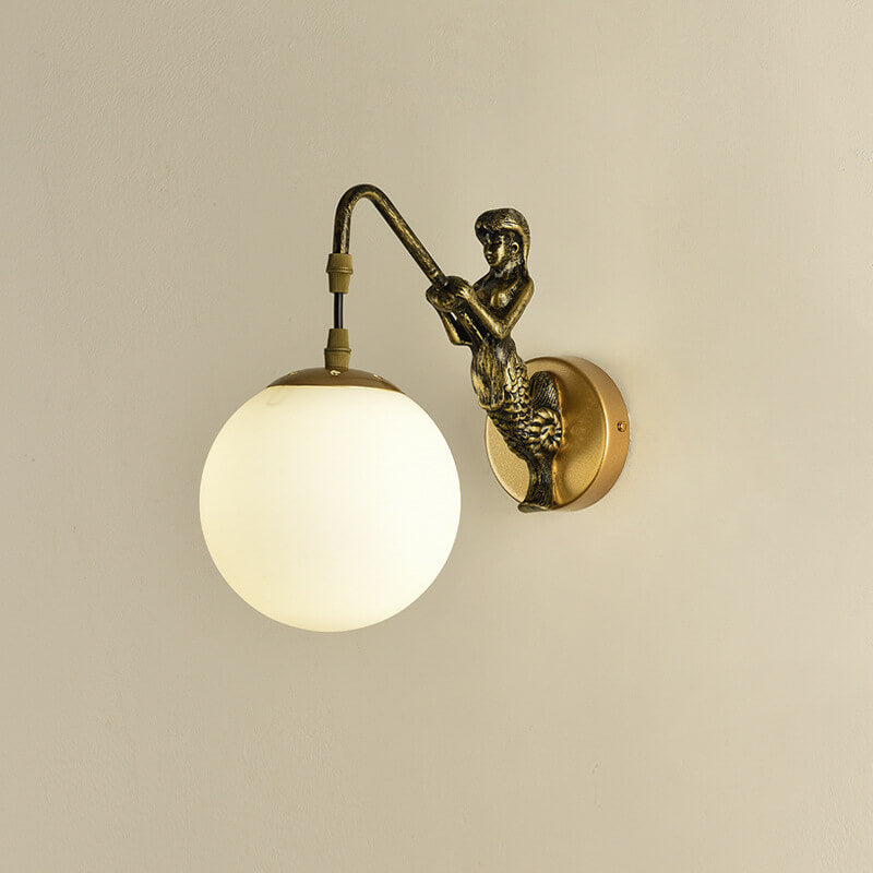 Artistic Wall Sconce Lighting | Sculptural Mermaid Design with Glass Shade | Unique Wall Lights for Cozy Ambiance 4