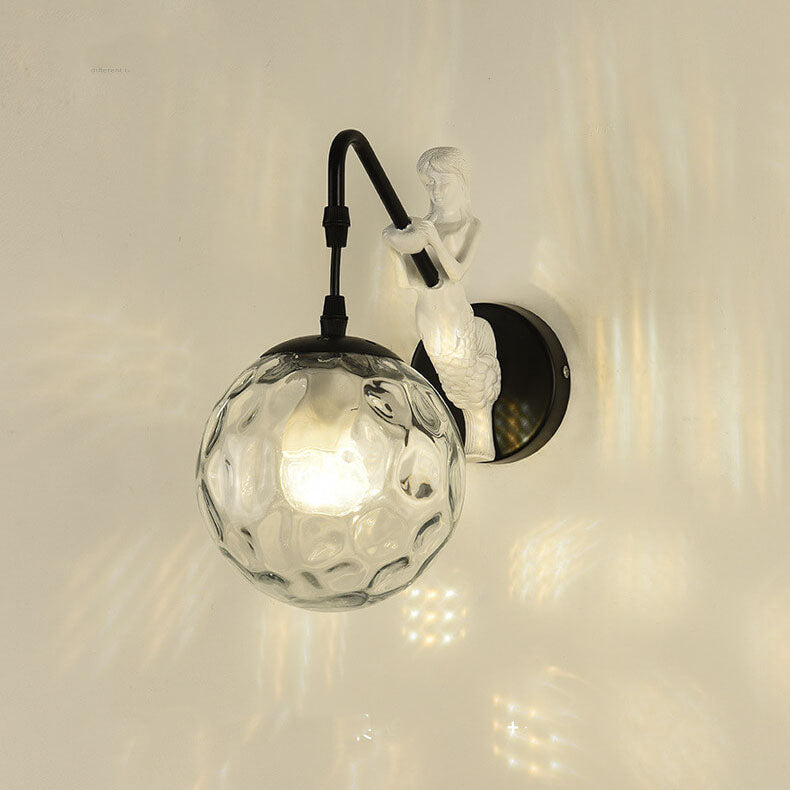 Artistic Wall Sconce Lighting | Sculptural Mermaid Design with Glass Shade | Unique Wall Lights for Cozy Ambiance 5