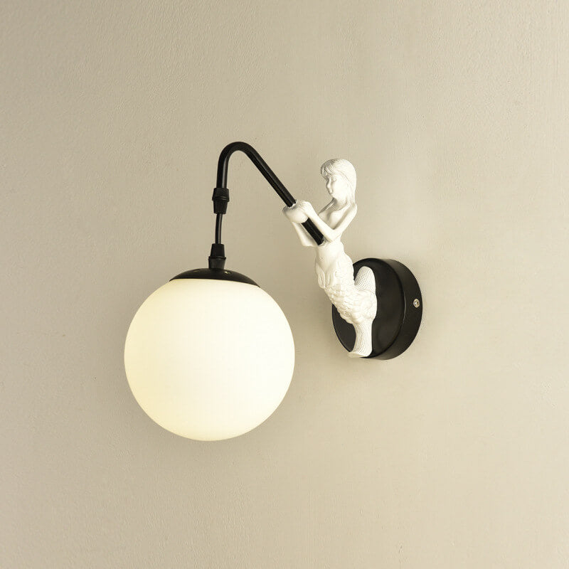 Artistic Wall Sconce Lighting | Sculptural Mermaid Design with Glass Shade | Unique Wall Lights for Cozy Ambiance 6