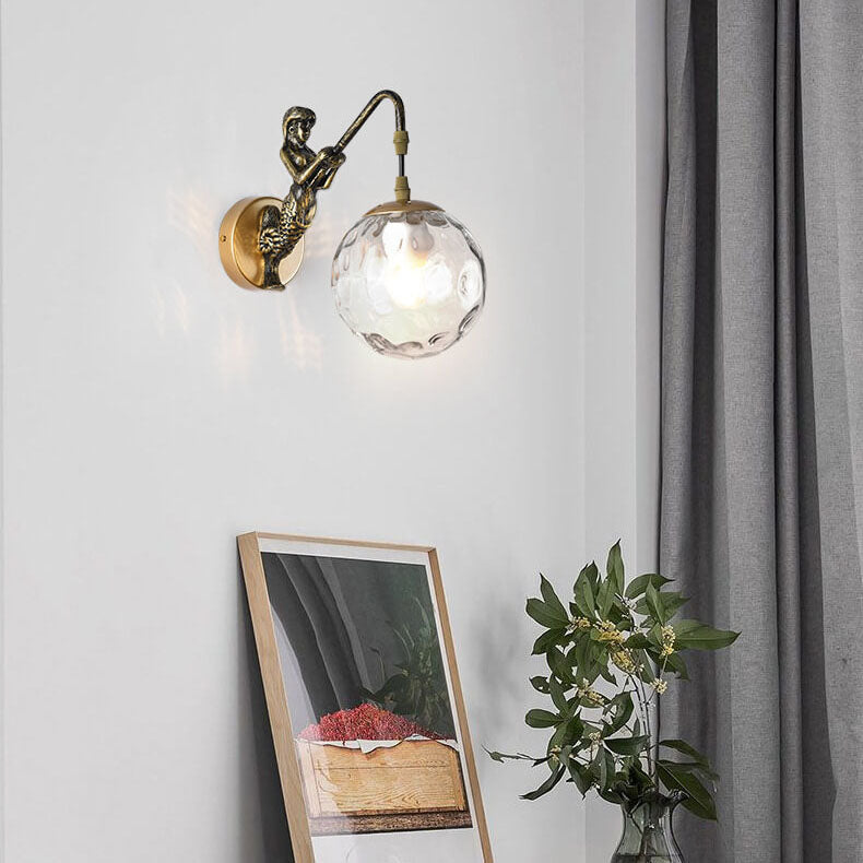 Artistic Wall Sconce Lighting | Sculptural Mermaid Design with Glass Shade | Unique Wall Lights for Cozy Ambiance 9
