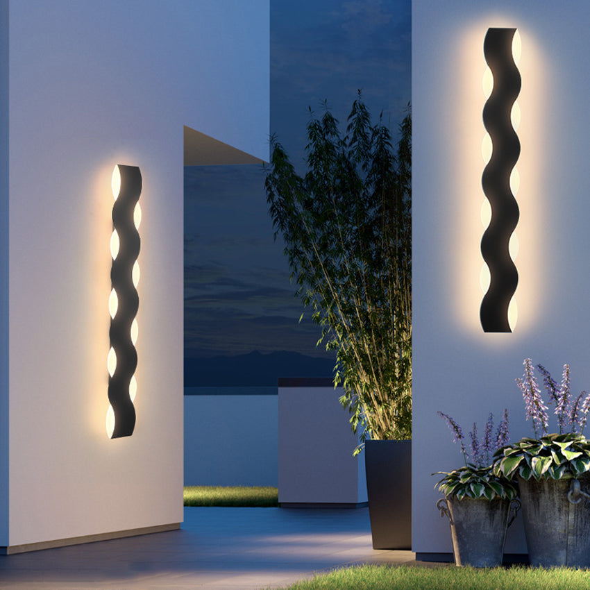 Artistic Wave Shaped Outdoor Wall Lamp with Efficient LED Up and Down Lighting | Durable Design for Elegant Exterior Ambiance 1