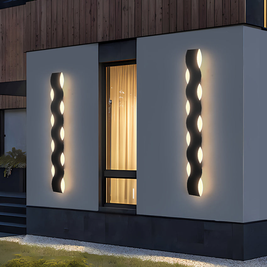 Artistic Wave Shaped Outdoor Wall Lamp with Efficient LED Up and Down Lighting | Durable Design for Elegant Exterior Ambiance 2