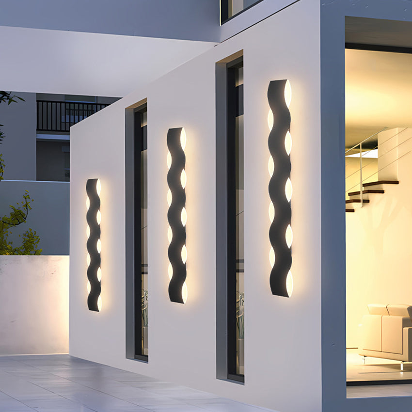 Artistic Wave Shaped Outdoor Wall Lamp with Efficient LED Up and Down Lighting | Durable Design for Elegant Exterior Ambiance 3