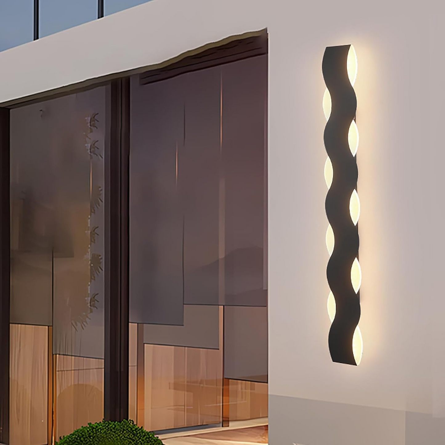 Artistic Wave Shaped Outdoor Wall Lamp with Efficient LED Up and Down Lighting | Durable Design for Elegant Exterior Ambiance 4