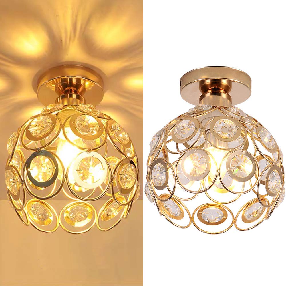 AuroraGleam | Elegant Opulent Gold Flush Mount Ceiling Light Fixture 5