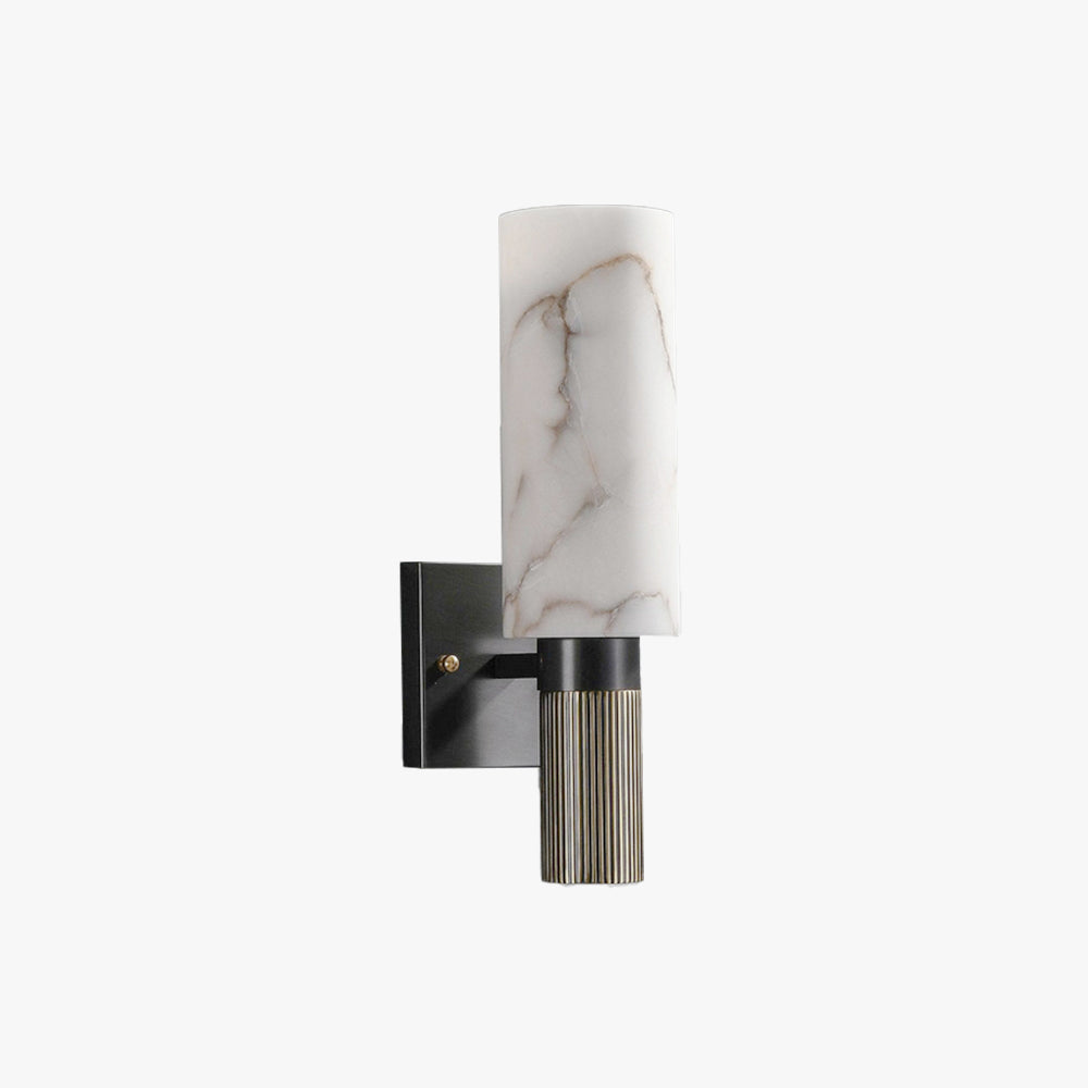 Jade Cylindrical Alabaster Brass Wall Sconce Living Room Bedroom