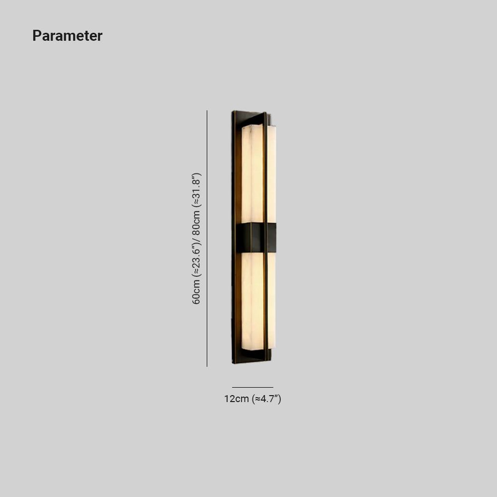 Jade Rectangular Alabaster Brass Wall Light Living Room Bedroom