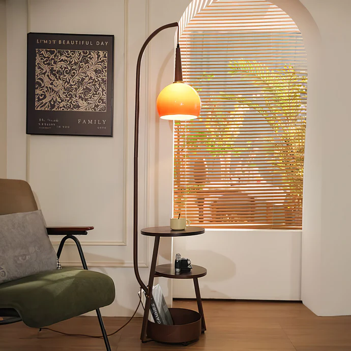 Bauhaus Inspired | Bedside Lamp Table with Integrated LED Light | Modern Minimalist Design for Cozy Bedroom Ambiance 2
