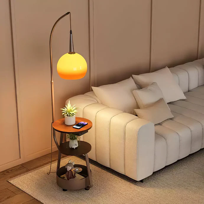 Bauhaus Inspired | Bedside Lamp Table with Integrated LED Light | Modern Minimalist Design for Cozy Bedroom Ambiance 5