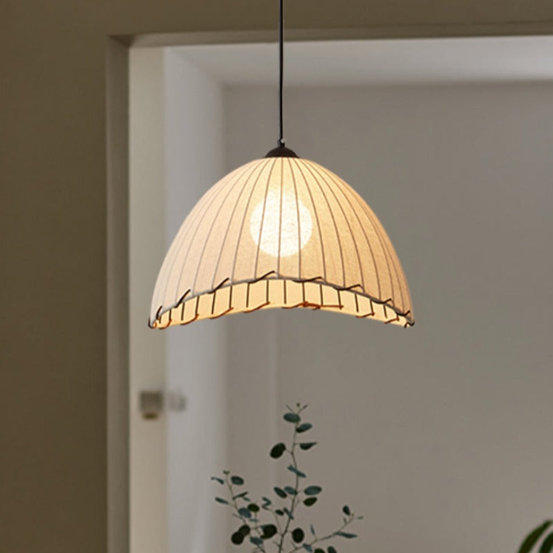 Boho Pendant Light | Decorative Ceiling Fixture with Pleated Shade | Stylish Kitchen Pendant Lighting for Warm Ambiance 0