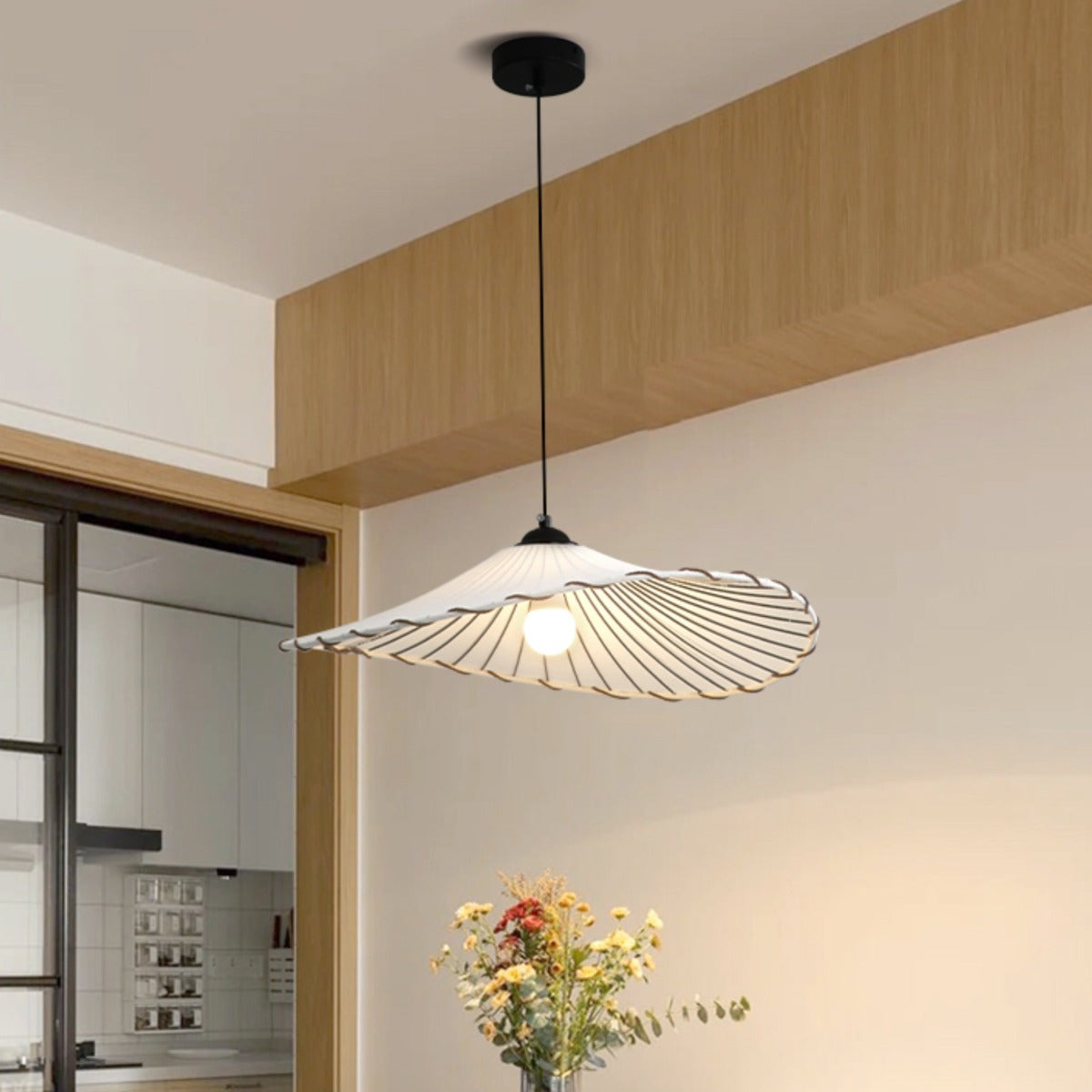 Boho Pendant Light | Decorative Ceiling Fixture with Pleated Shade | Stylish Kitchen Pendant Lighting for Warm Ambiance 8