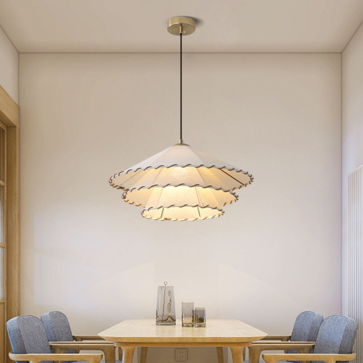 Boho Pendant Light | Decorative Ceiling Fixture with Pleated Shade | Stylish Kitchen Pendant Lighting for Warm Ambiance 9