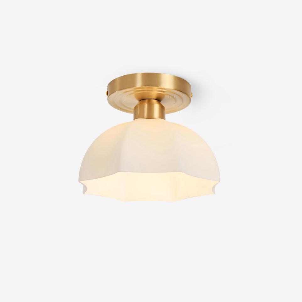 Brass Flush Mount Ceiling Light with Opal Glass Shade | Elegant Design for Modern Spaces 1
