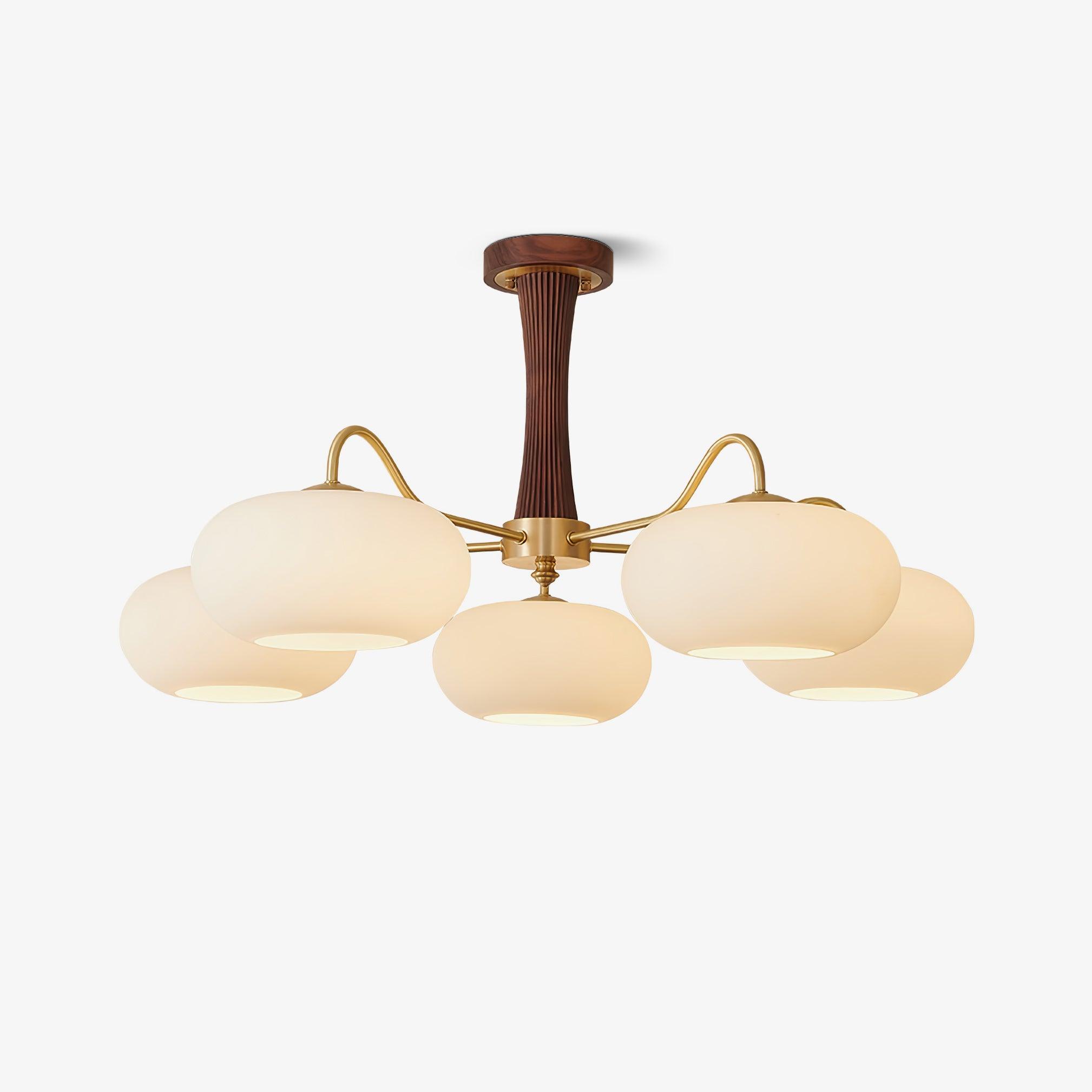 Valentina Brass Wood Persimmon Chandelier