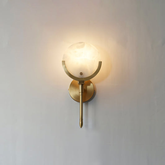 Bravi Collection | Indoor Wall Sconce Lighting with Alabaster Shade | Elegant Brass Design for Cozy Living Spaces 0
