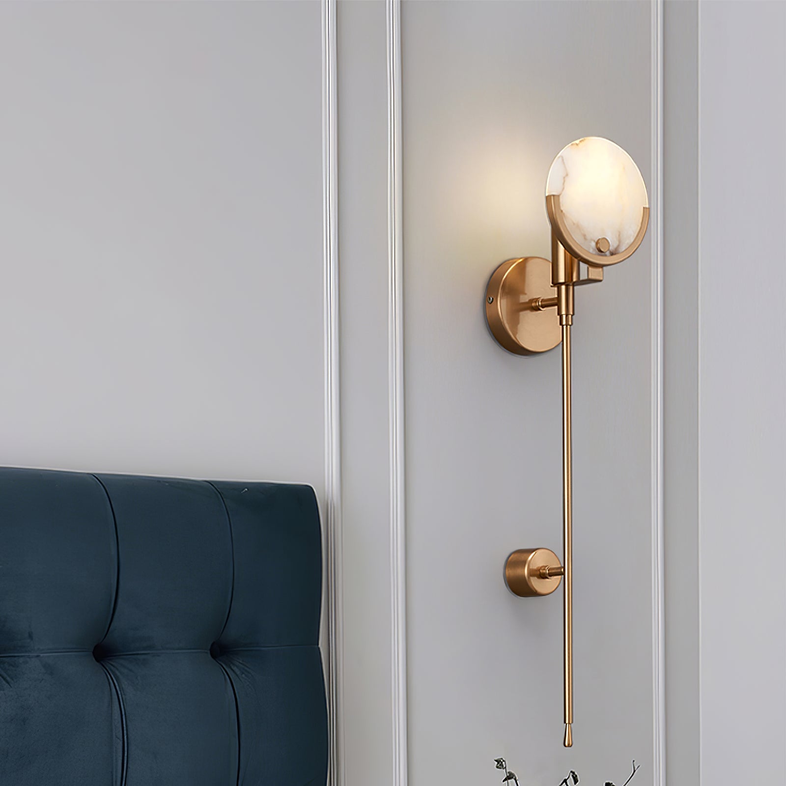 Bravi Collection | Indoor Wall Sconce Lighting with Alabaster Shade | Elegant Brass Design for Cozy Living Spaces 7
