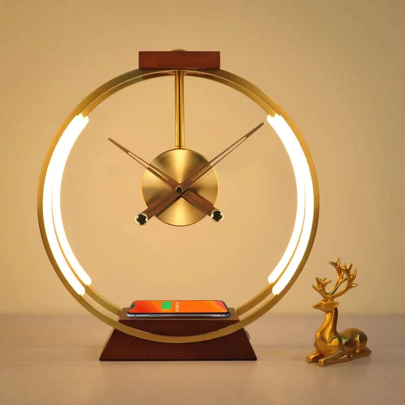 ClockCharge LED table clock lamp with wireless charger