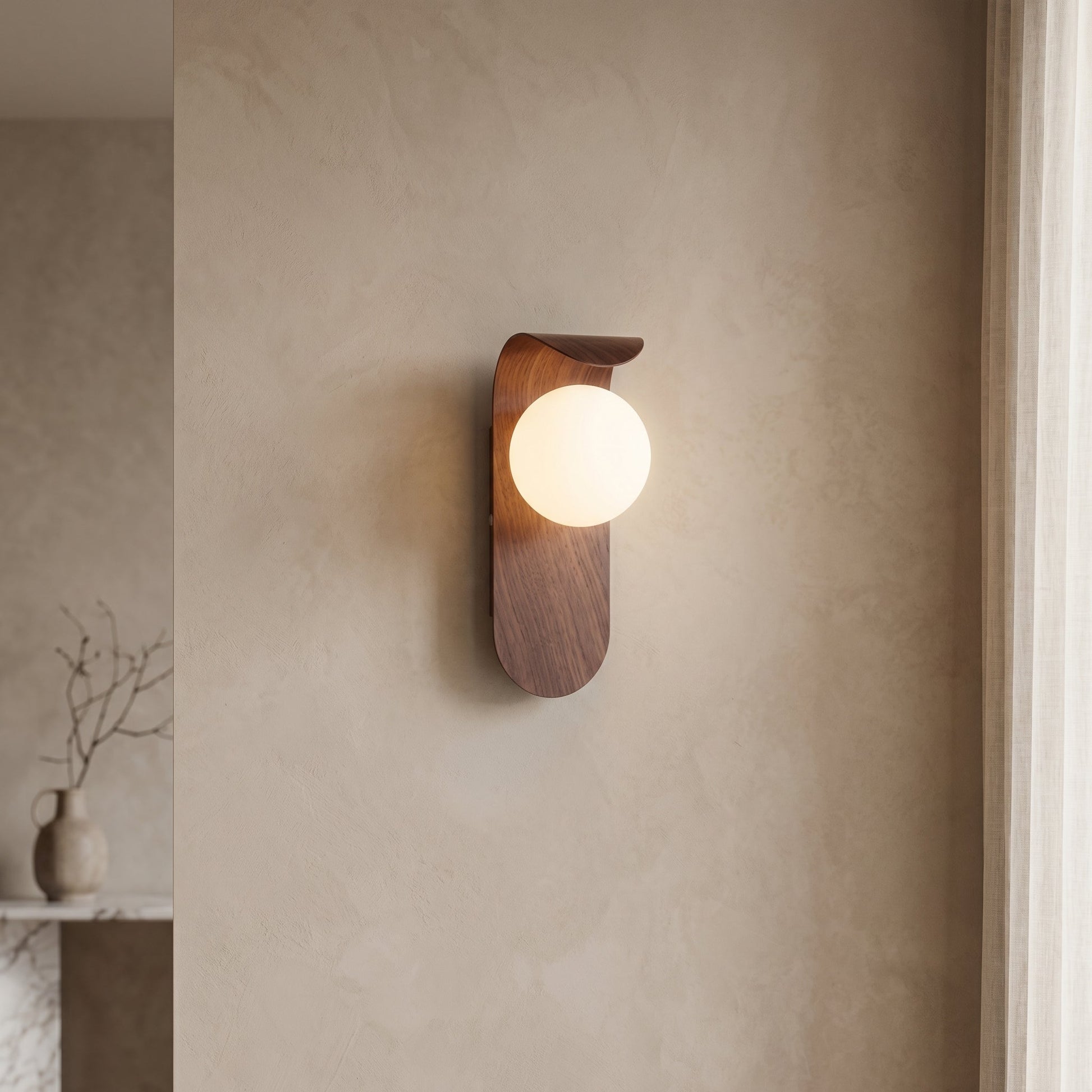 Carlyle | Wall Sconce Lighting with Frosted Globe & Wood Finish | Nordic Design for Warm Ambiance 0