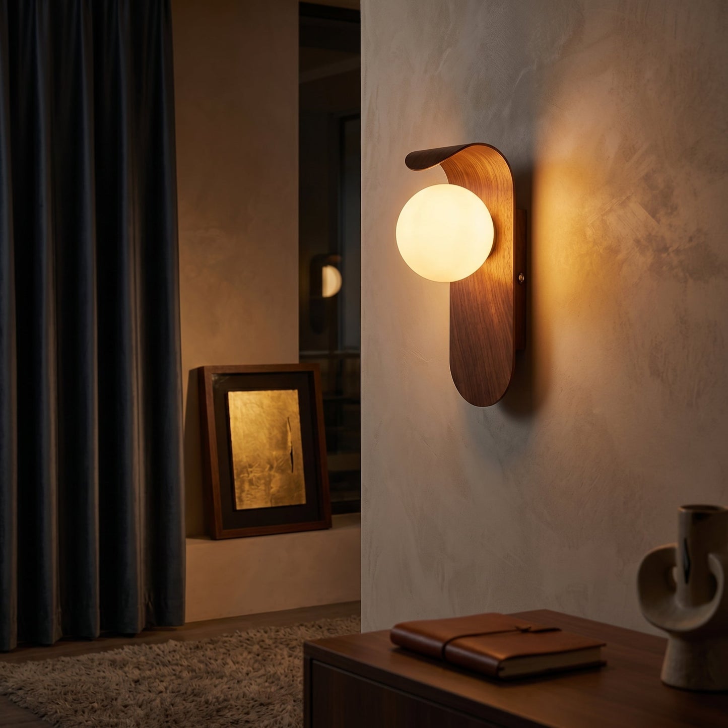 Carlyle | Wall Sconce Lighting with Frosted Globe & Wood Finish | Nordic Design for Warm Ambiance 1
