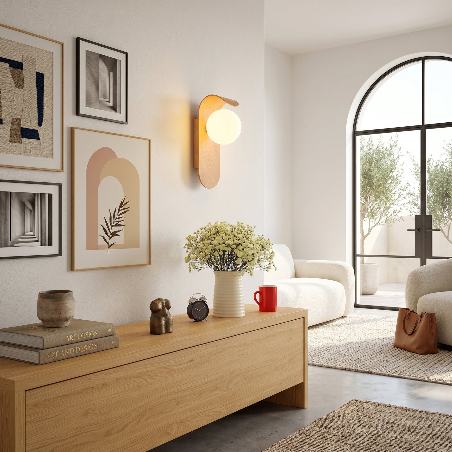 Carlyle | Wall Sconce Lighting with Frosted Globe & Wood Finish | Nordic Design for Warm Ambiance 2
