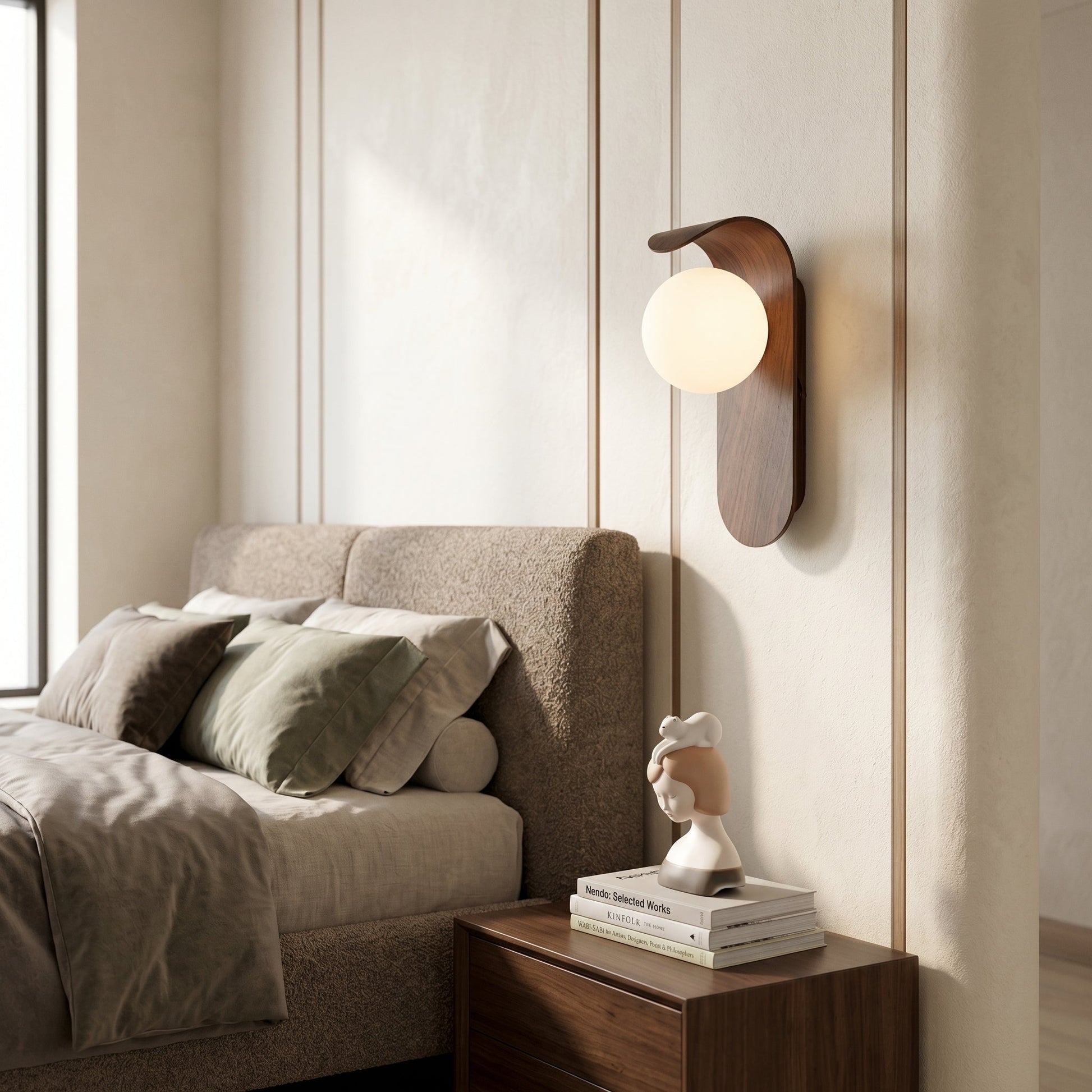 Carlyle | Wall Sconce Lighting with Frosted Globe & Wood Finish | Nordic Design for Warm Ambiance 3