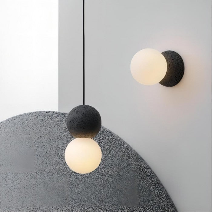 Cement Bowl Pendant Lamp with Opal Glass Shade | Stylish Pendant Lighting for Elegant Home Decor 1
