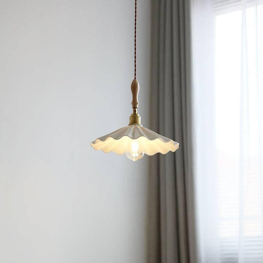 Ceramic Kitchen Island Pendant Light with Fluted Shade & Twisted Cord | Elegant Lighting Fixture for Sophisticated Ambiance 0