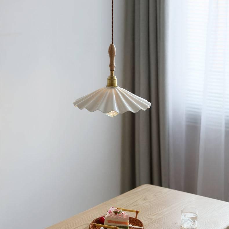 Ceramic Kitchen Island Pendant Light with Fluted Shade & Twisted Cord | Elegant Lighting Fixture for Sophisticated Ambiance 2