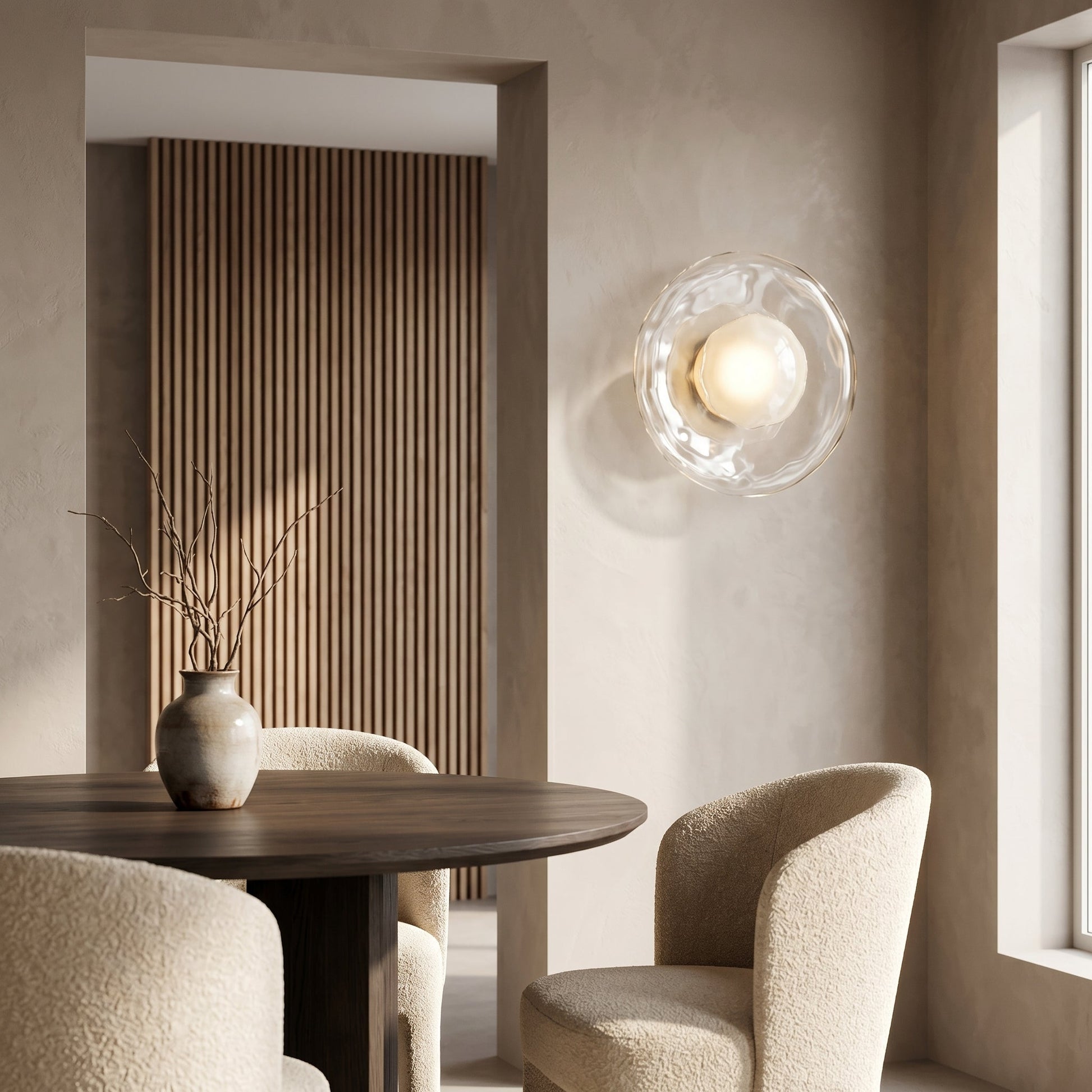 Ceto Collection | Wall Light with Ripple-Textured Glass | Minimalist Sconce for Soft Illumination 0