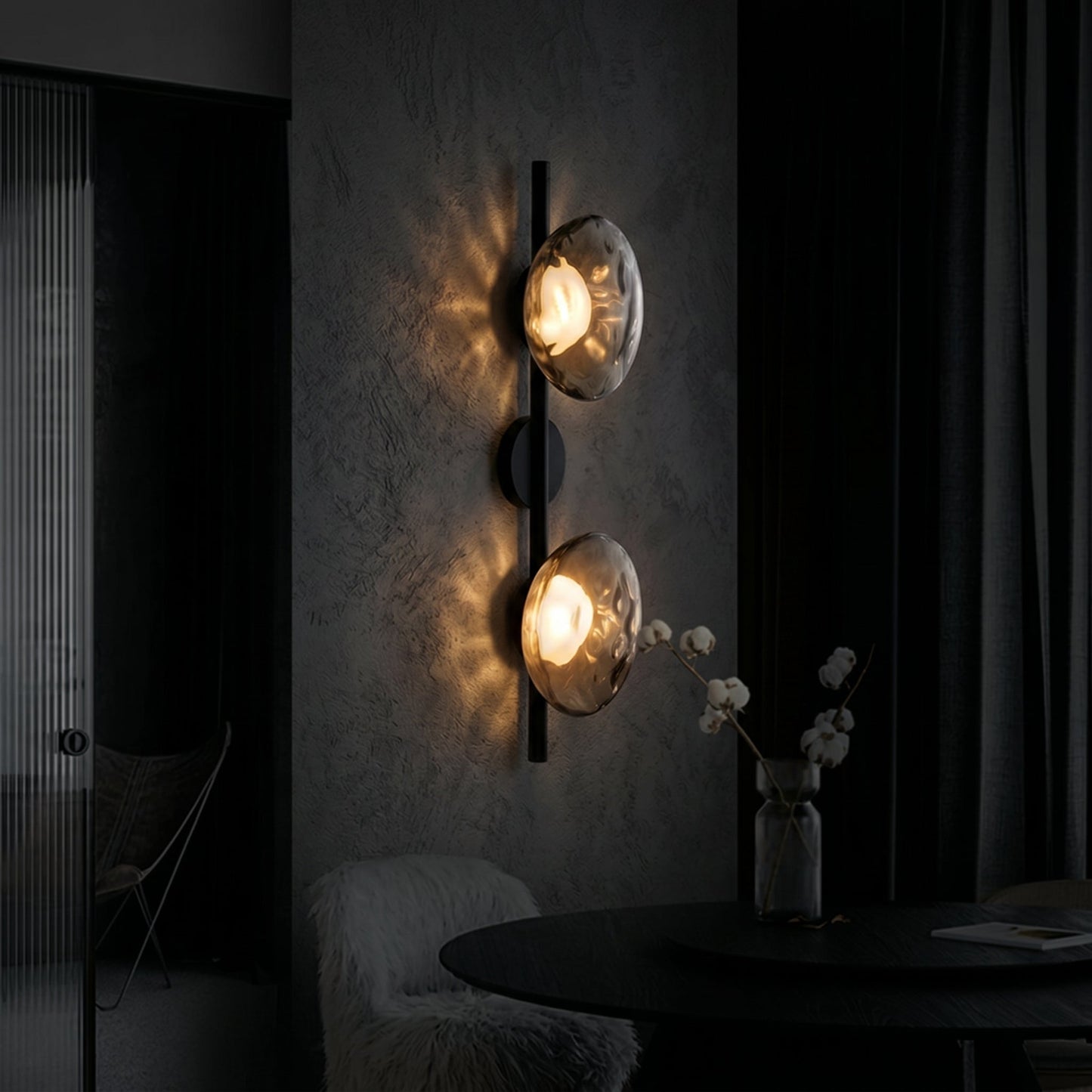 Ceto Collection | Wall Light with Ripple-Textured Glass | Minimalist Sconce for Soft Illumination 1