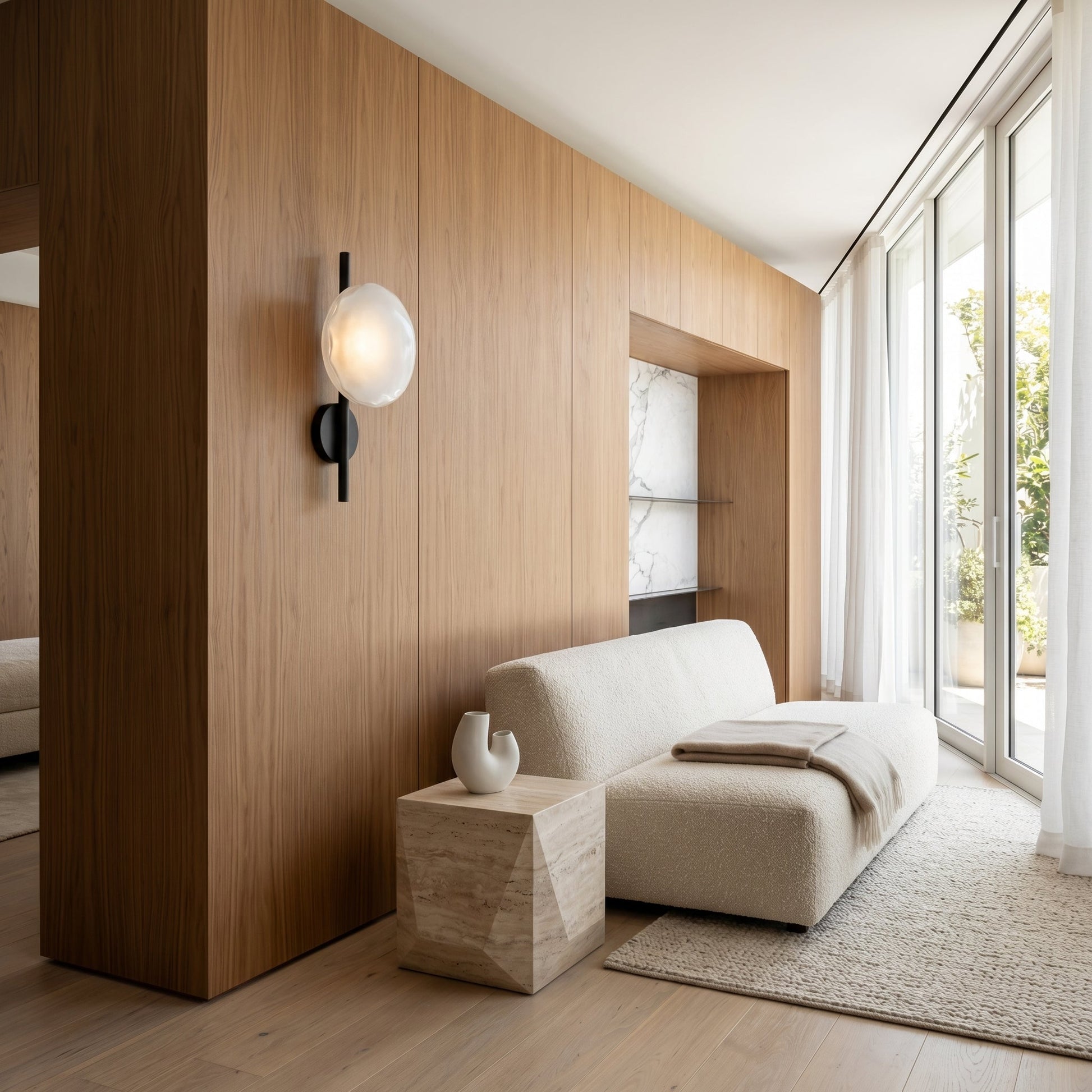 Ceto Collection | Wall Light with Ripple-Textured Glass | Minimalist Sconce for Soft Illumination 4