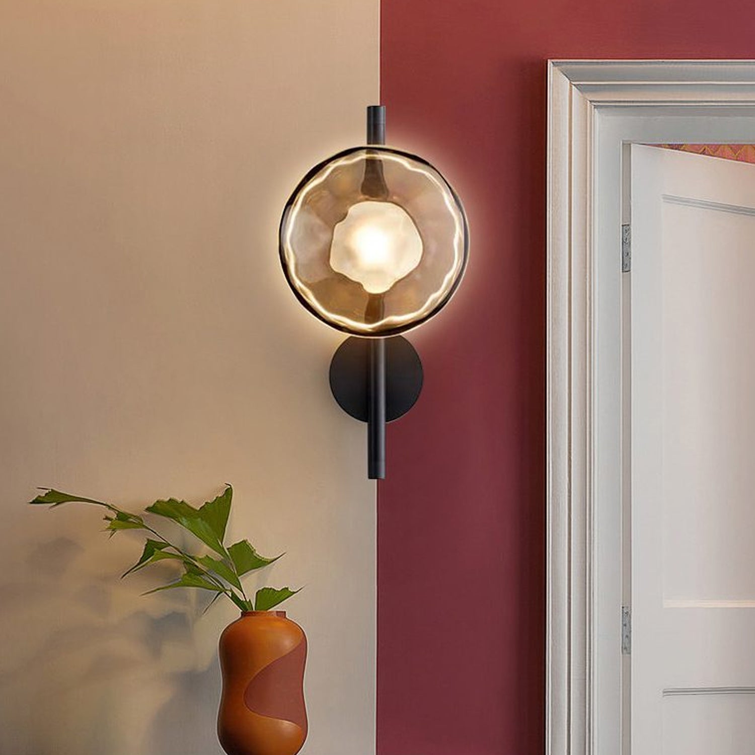 Ceto Collection | Wall Light with Ripple-Textured Glass | Minimalist Sconce for Soft Illumination 8
