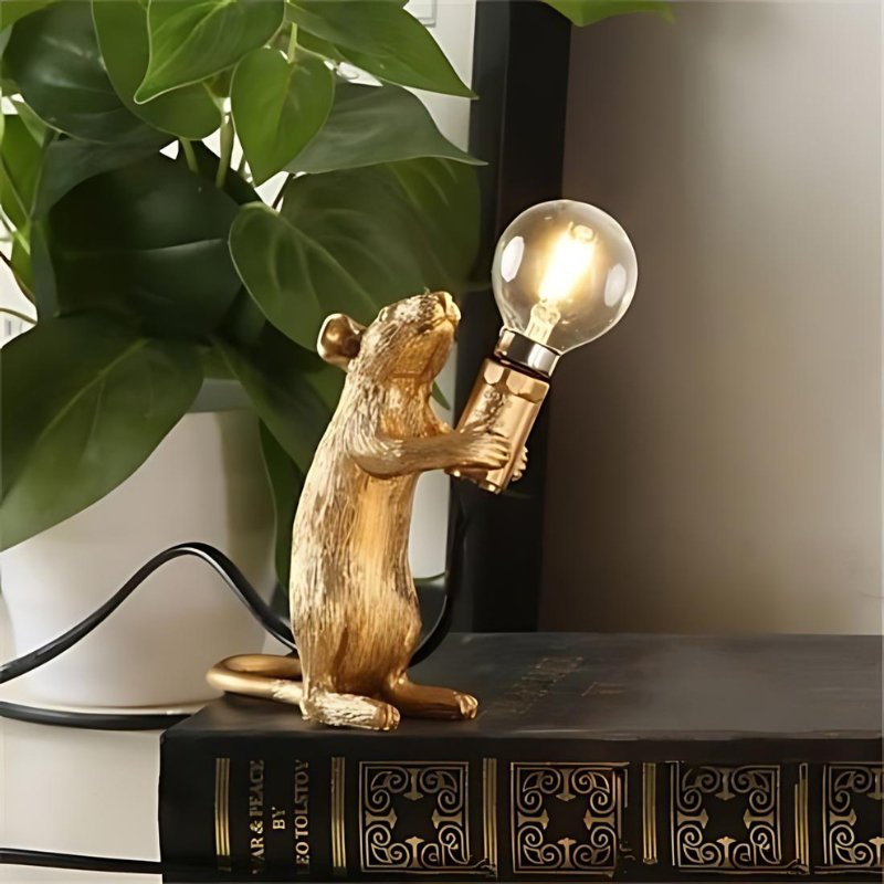 Charming Mouse Table Lamp with LED Light Bulb | Adorable Home Decor for Warm Ambiance 0