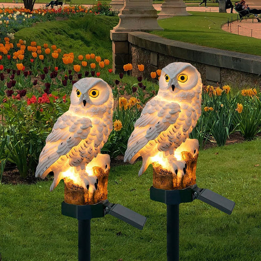 Charming Solar Owl Lamp Set | Eco-Friendly LED Lighting for Outdoor Spaces 0