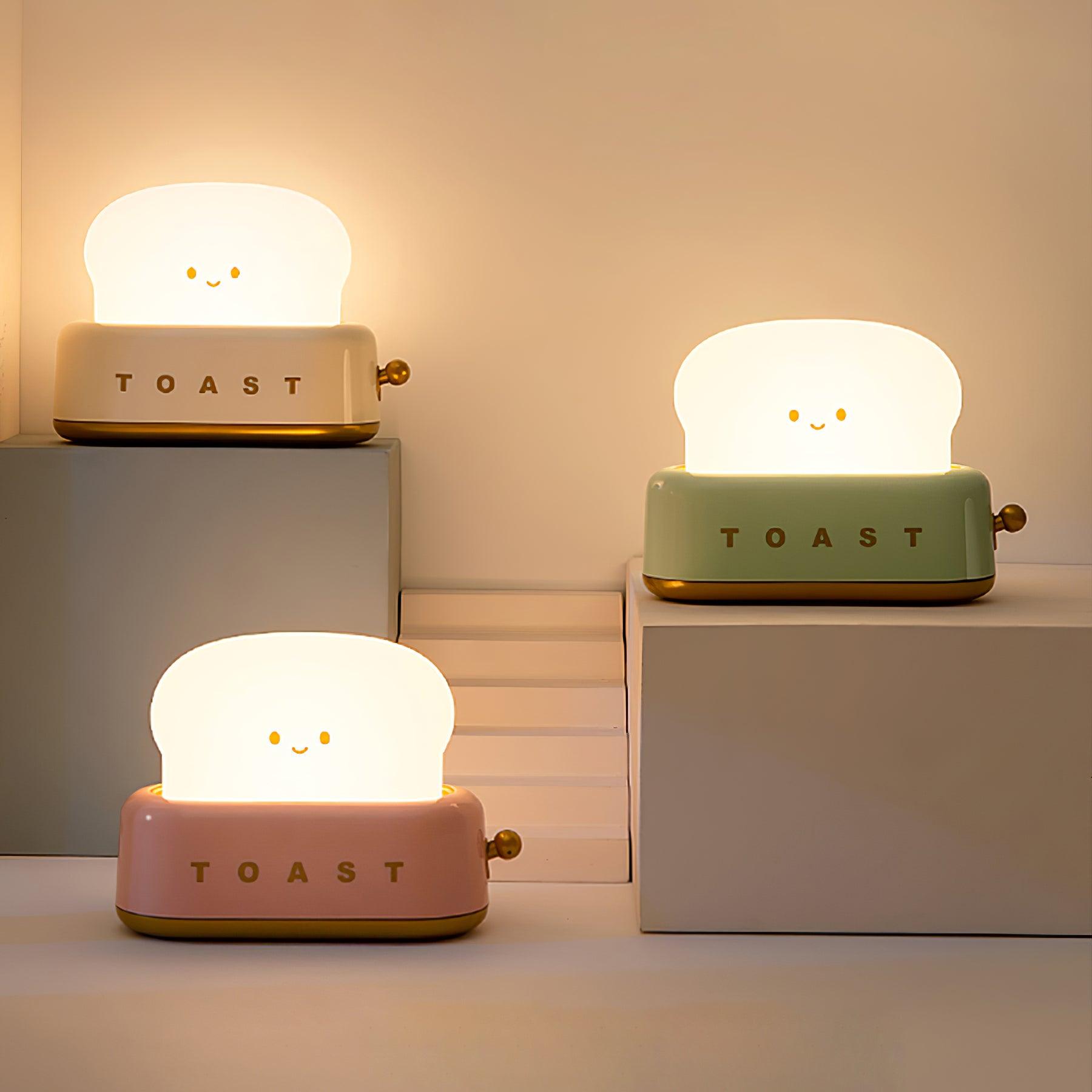 Charming Toaster Design Table Lamp with Adjustable Brightness | Portable Cordless Night Light for Home and Office 1