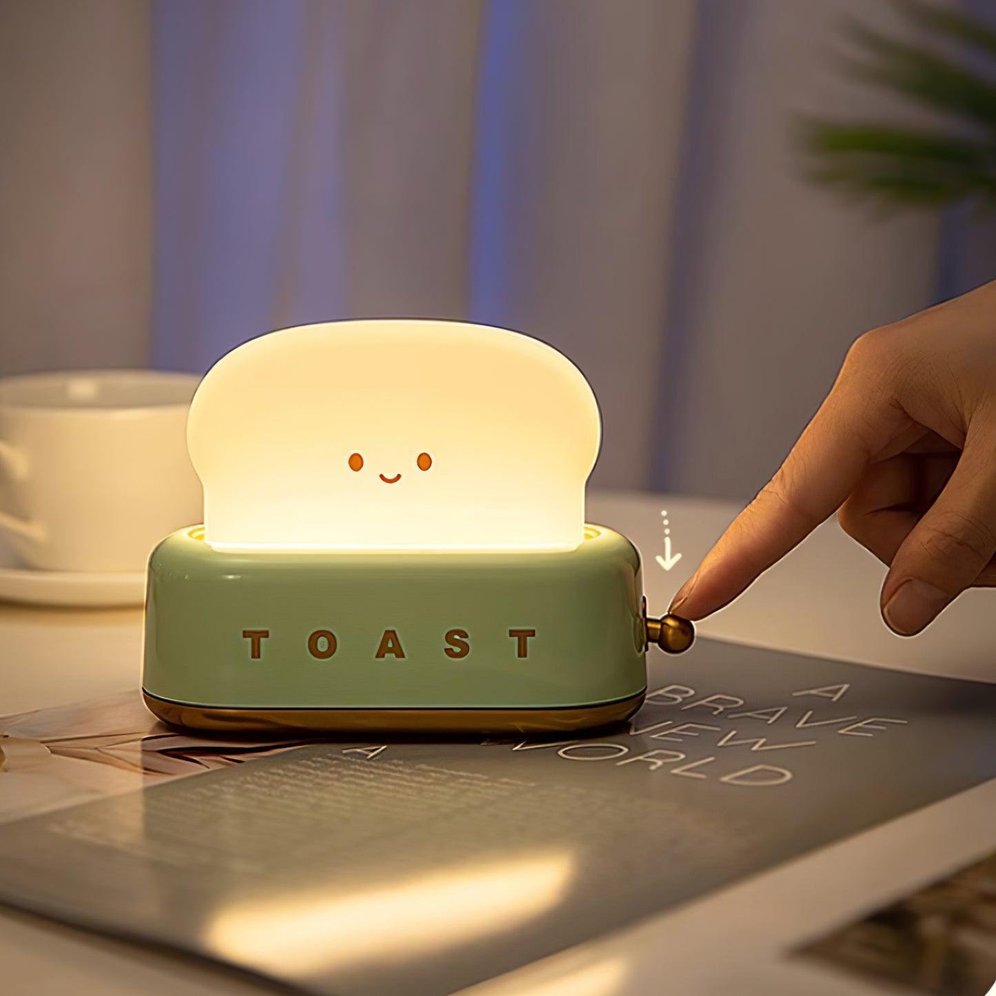 Charming Toaster Design Table Lamp with Adjustable Brightness | Portable Cordless Night Light for Home and Office 7