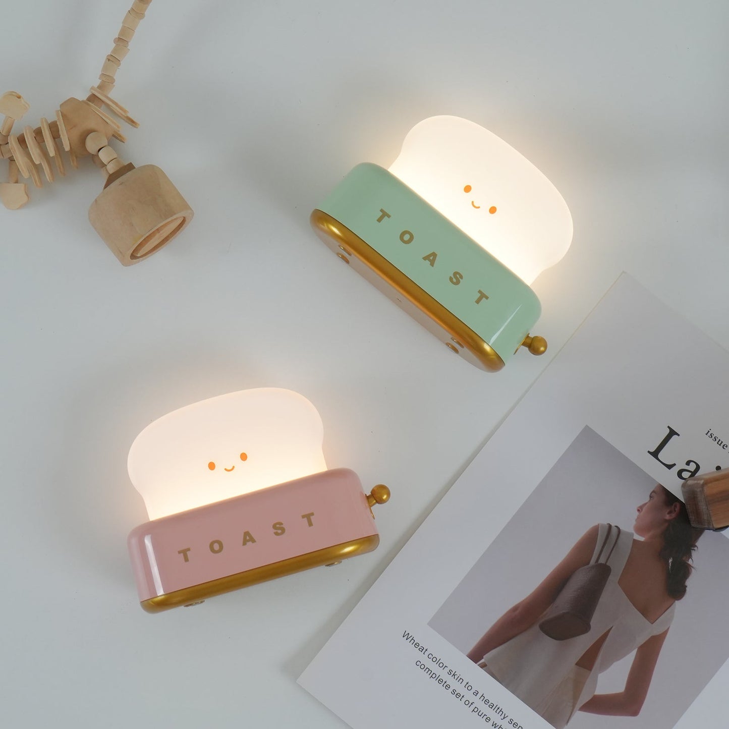 Charming Toaster Design Table Lamp with Adjustable Brightness | Portable Cordless Night Light for Home and Office 8
