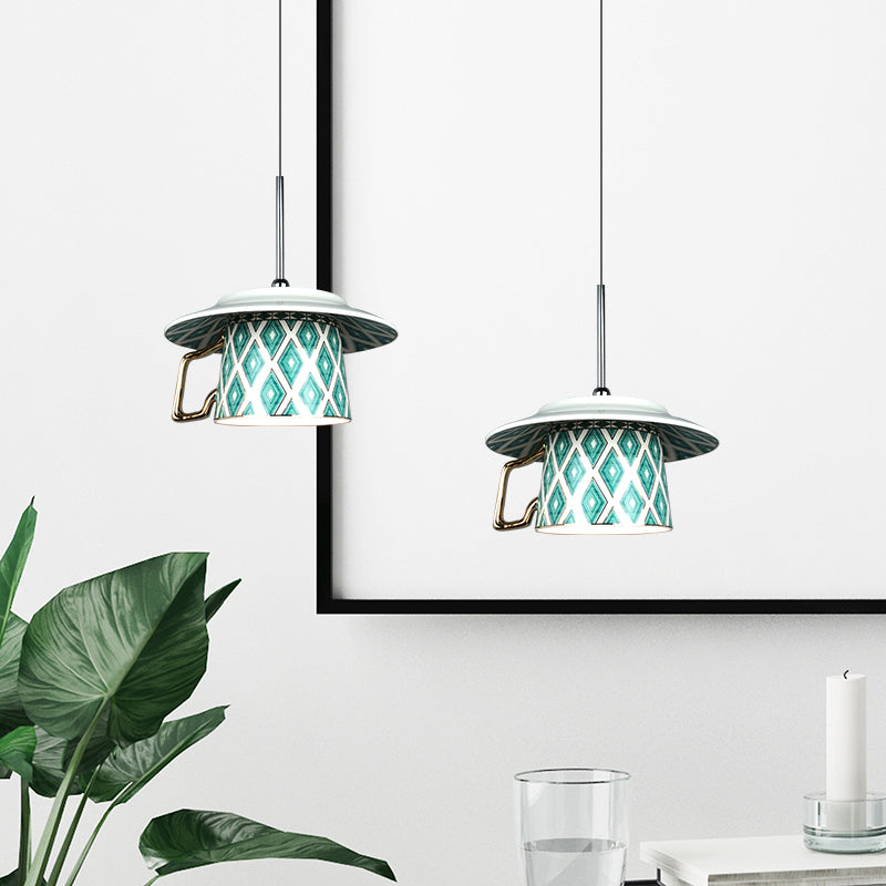 Charming Vintage Pendant Light with Ceramic Shade | Adjustable Height for Cozy Kitchen Pendant Lighting 0