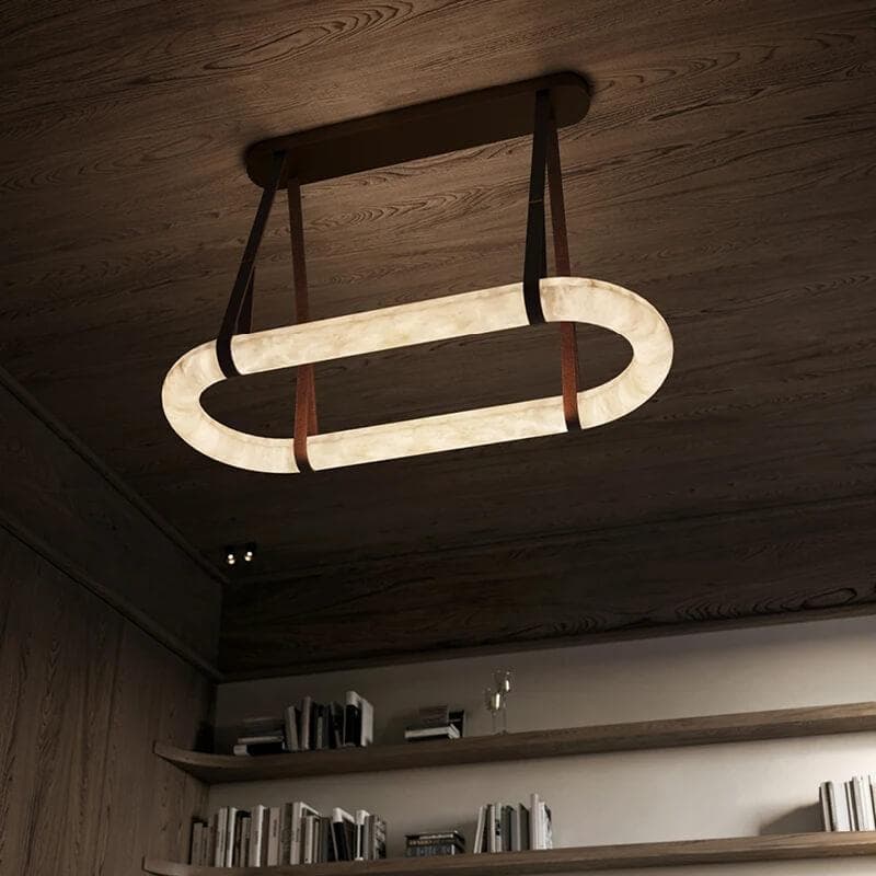 Jade alabaster leather pendant room setting