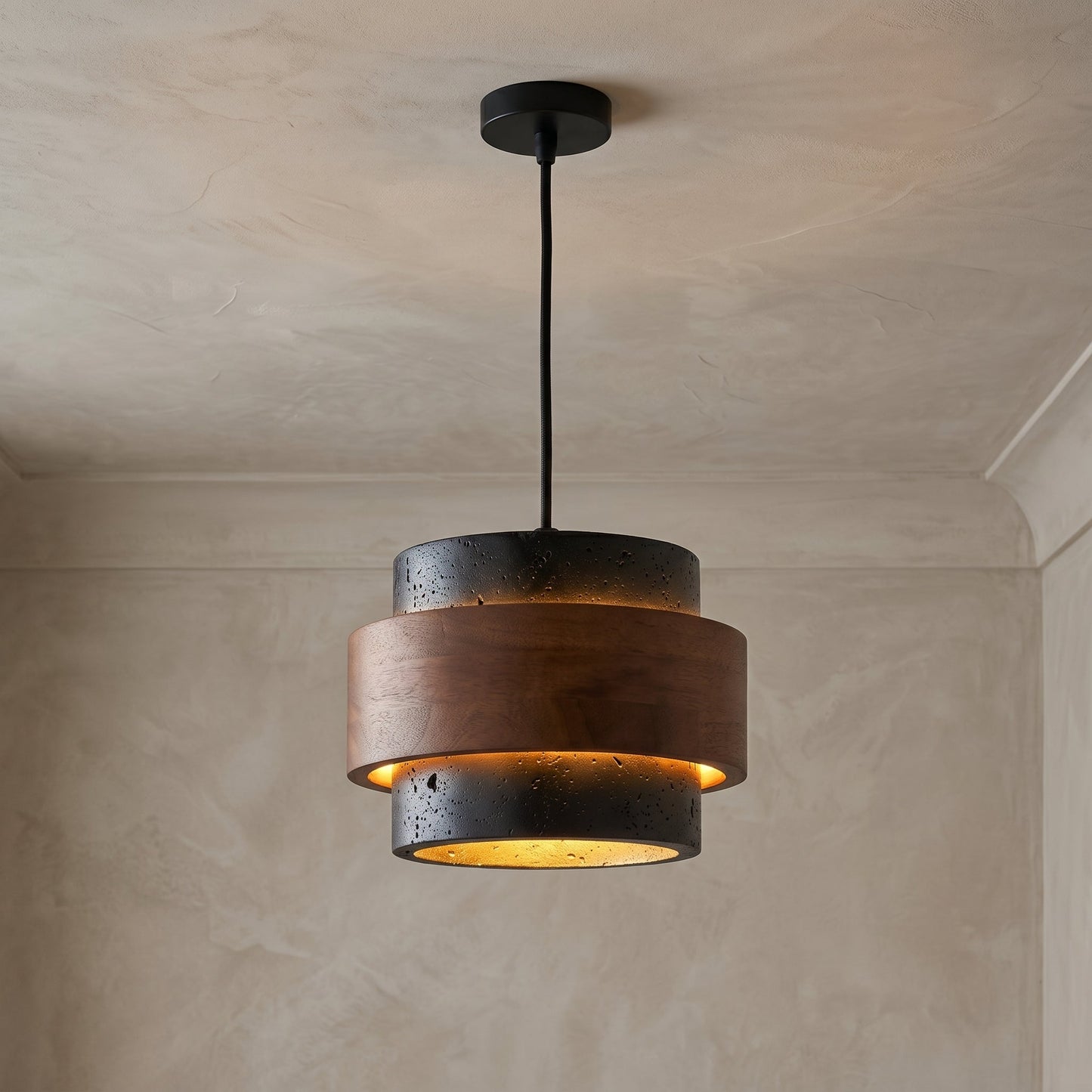 Cole Collection | Kitchen Pendant Lighting with Genuine Travertine & Adjustable Height | Unique Natural Glow for Elegant Interiors 1