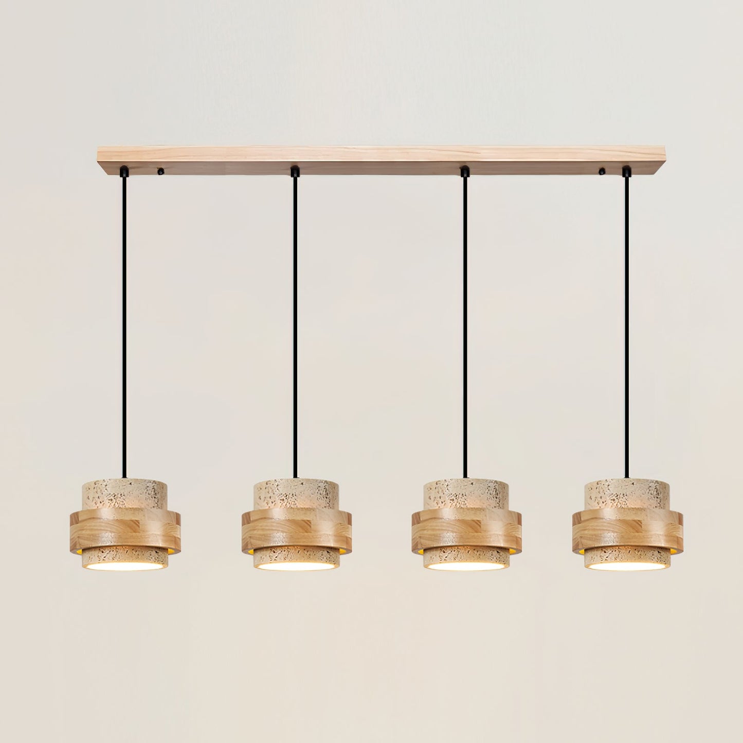 Cole Collection | Kitchen Pendant Lighting with Genuine Travertine & Adjustable Height | Unique Natural Glow for Elegant Interiors 12