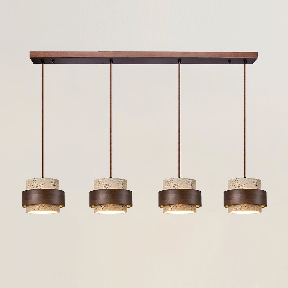 Cole Collection | Kitchen Pendant Lighting with Genuine Travertine & Adjustable Height | Unique Natural Glow for Elegant Interiors 17