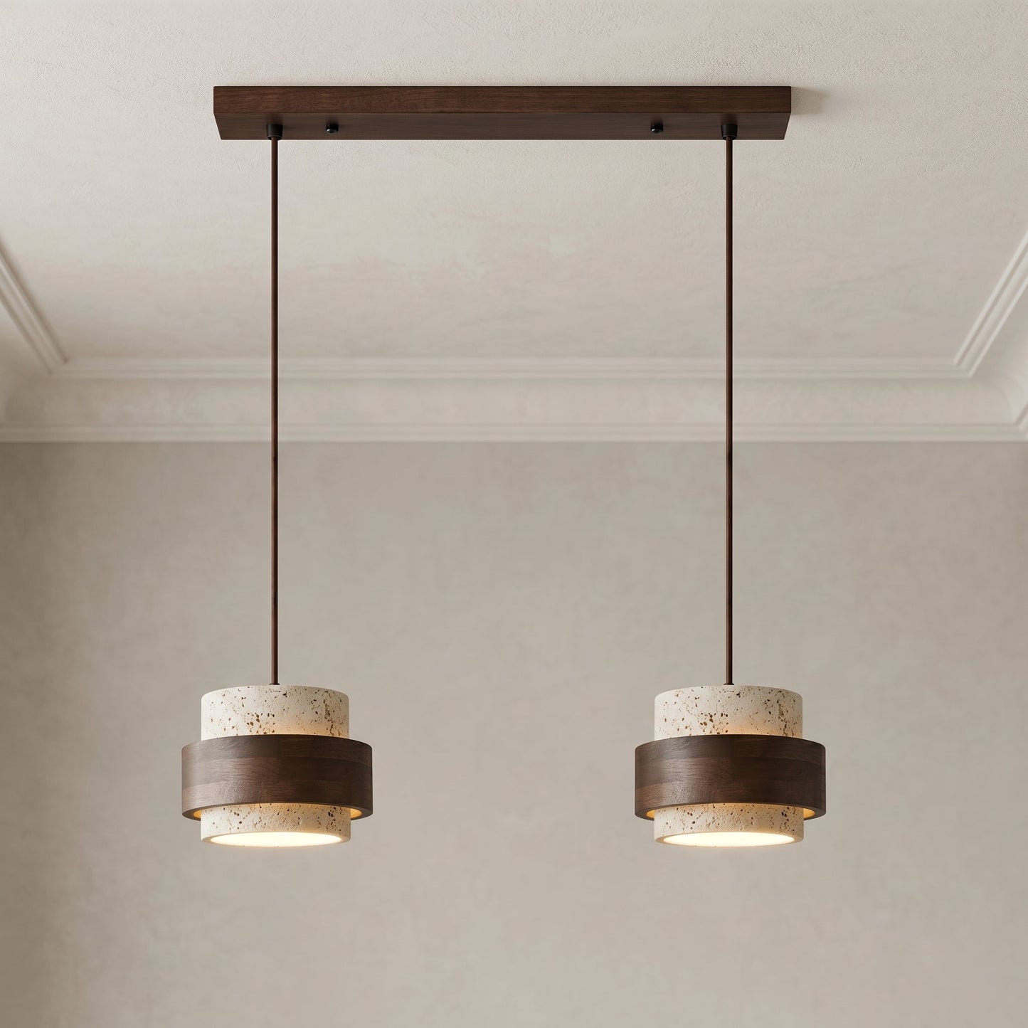 Cole Collection | Kitchen Pendant Lighting with Genuine Travertine & Adjustable Height | Unique Natural Glow for Elegant Interiors 3