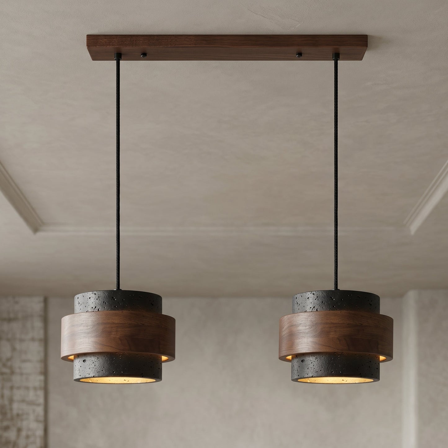 Cole Collection | Kitchen Pendant Lighting with Genuine Travertine & Adjustable Height | Unique Natural Glow for Elegant Interiors 4