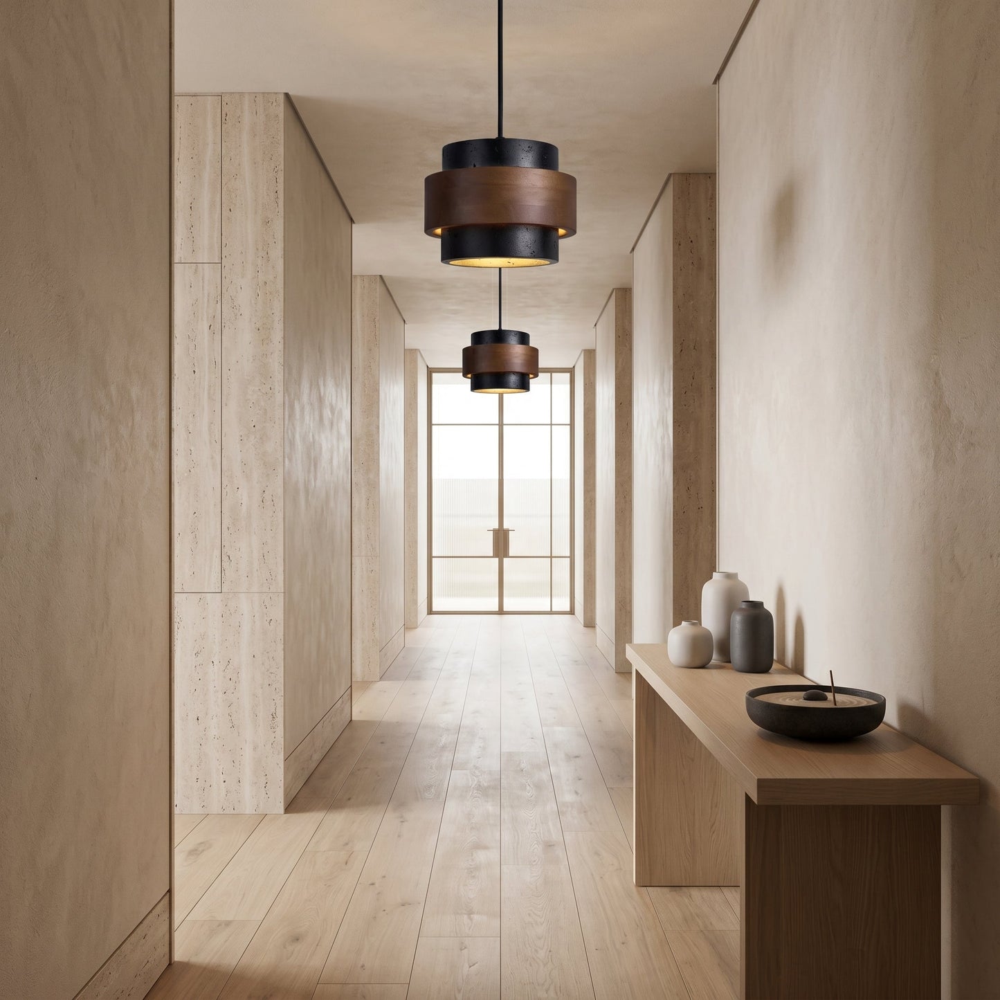 Cole Collection | Kitchen Pendant Lighting with Genuine Travertine & Adjustable Height | Unique Natural Glow for Elegant Interiors 6