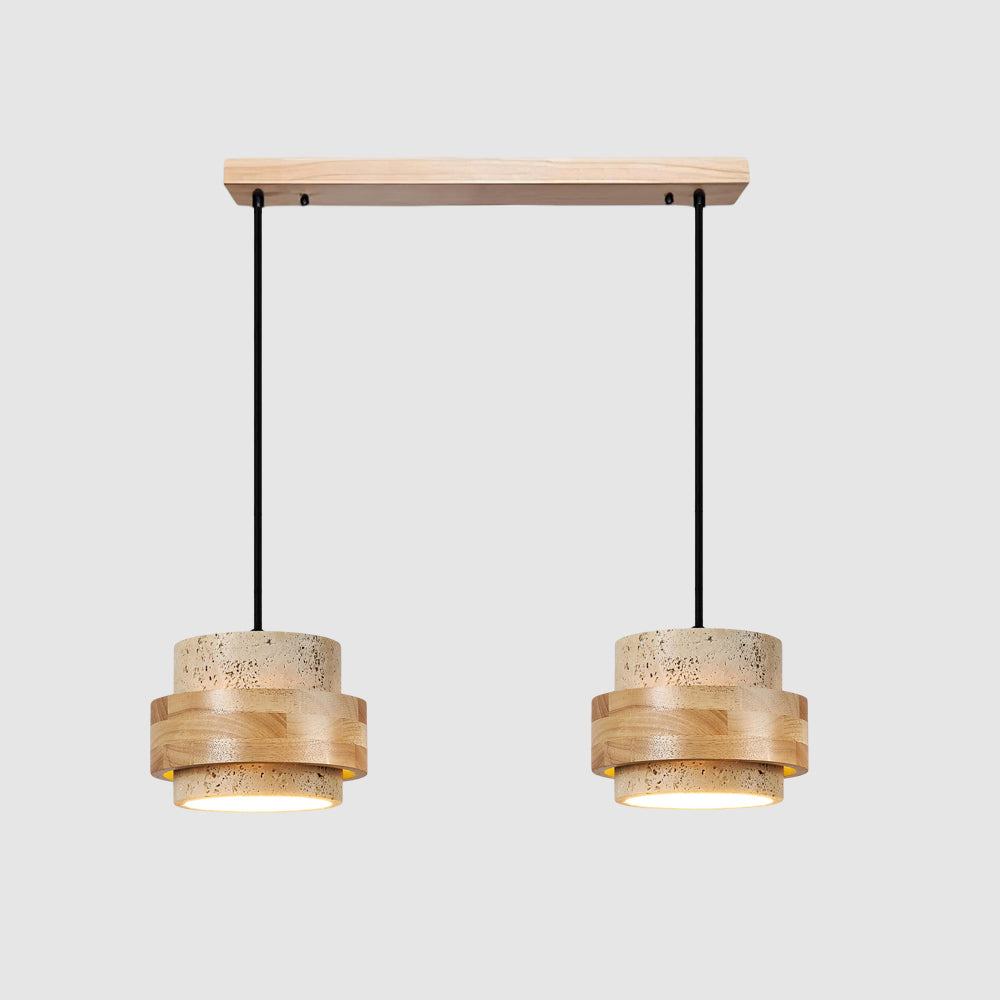 Cole Collection | Kitchen Pendant Lighting with Genuine Travertine & Adjustable Height | Unique Natural Glow for Elegant Interiors 9