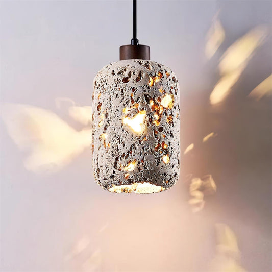 Concrete Travertine Pendant Light with Adjustable Height | Elegant Hanging Light for Kitchen Island Illumination 0