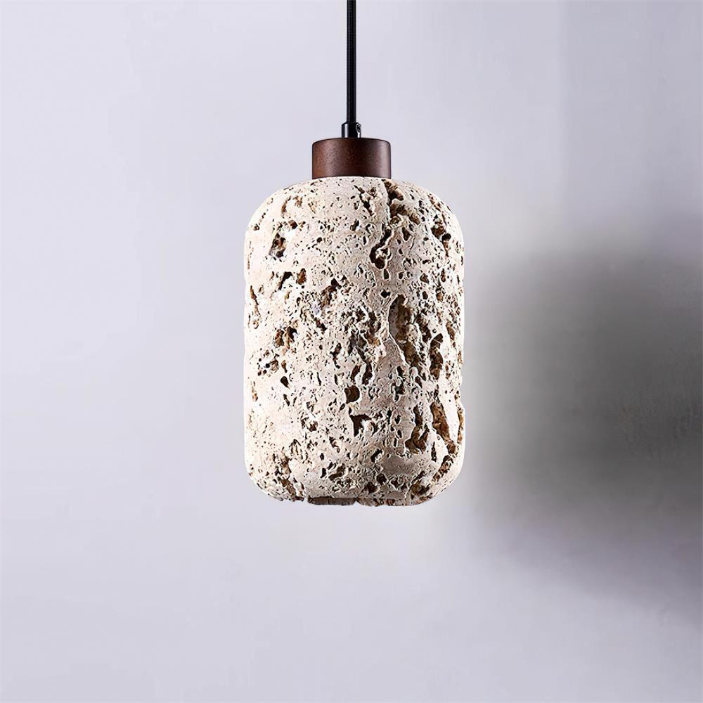 Concrete Travertine Pendant Light with Adjustable Height | Elegant Hanging Light for Kitchen Island Illumination 3