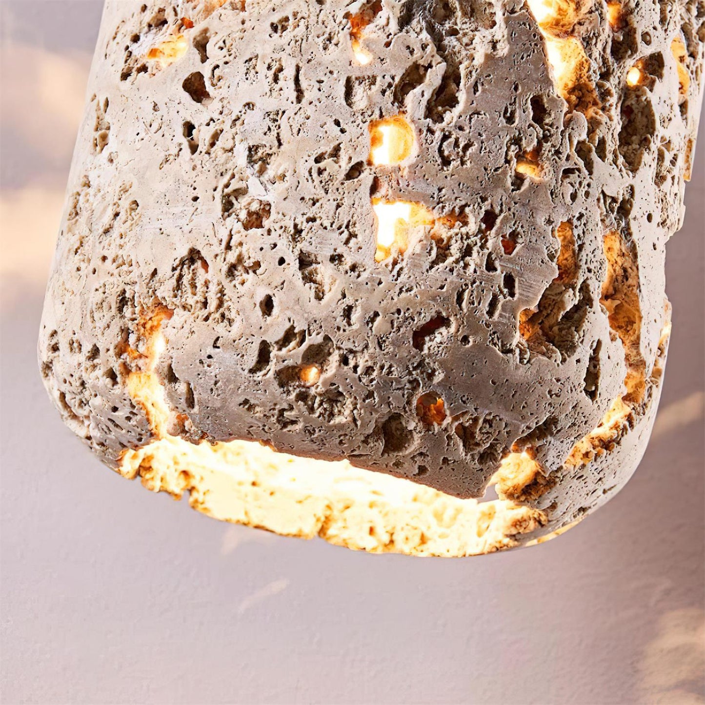 Concrete Travertine Pendant Light with Adjustable Height | Elegant Hanging Light for Kitchen Island Illumination 5