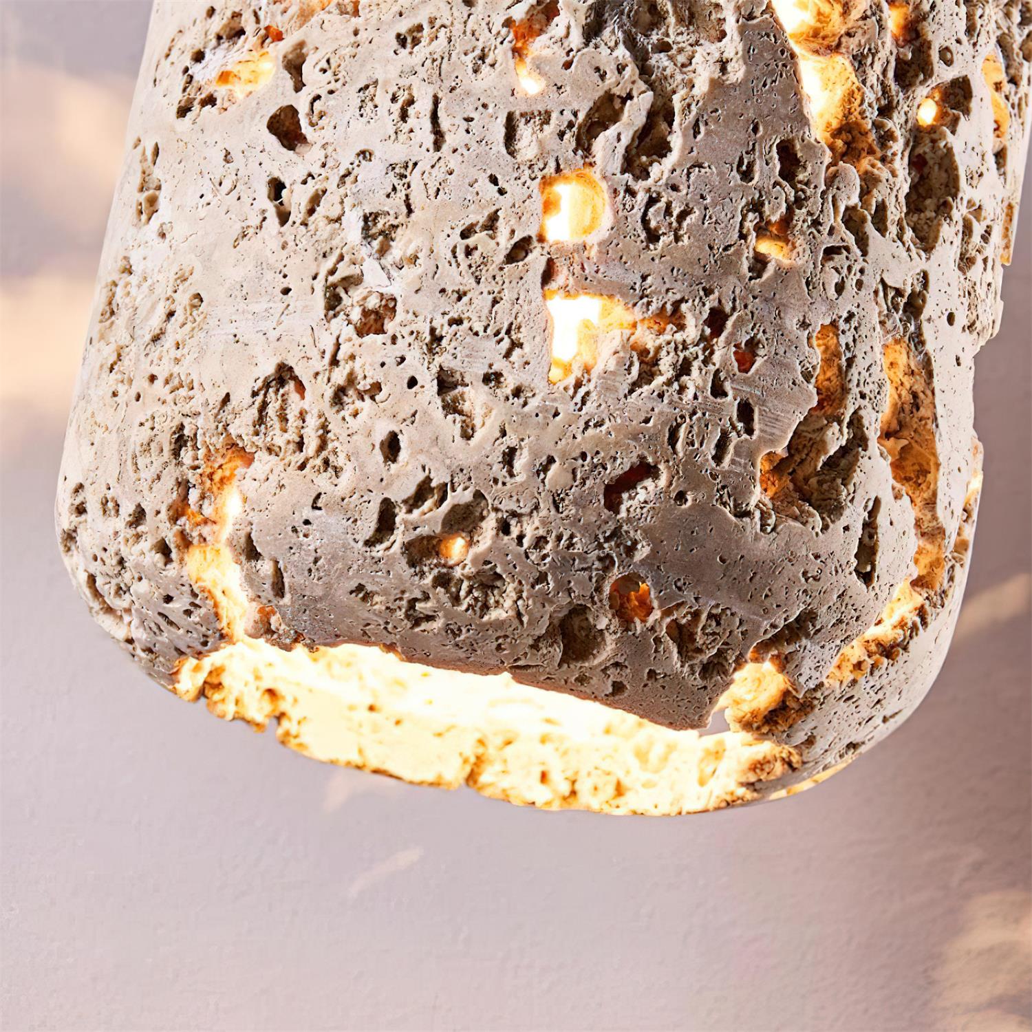 Concrete Travertine Pendant Light with Adjustable Height | Elegant Hanging Light for Kitchen Island Illumination 5